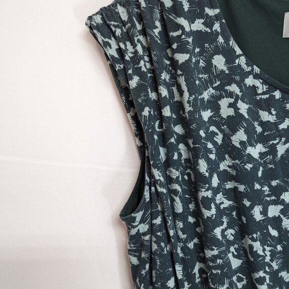 RYLLACE Jersey Knit Green Dress 1X Pockets Stretch Waist Ruched Shoulder SOFT - Picture 5 of 11